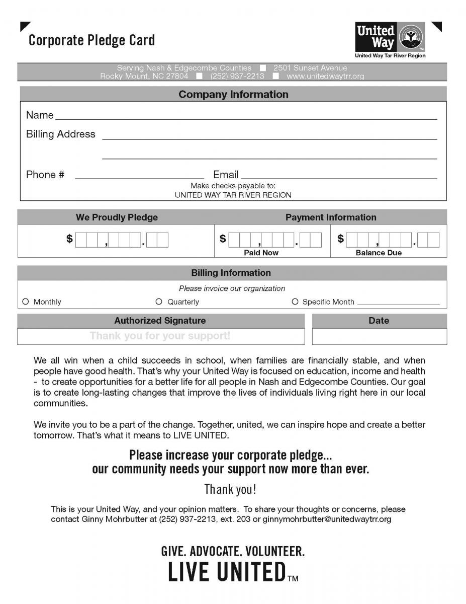 Corporate Pledge Form