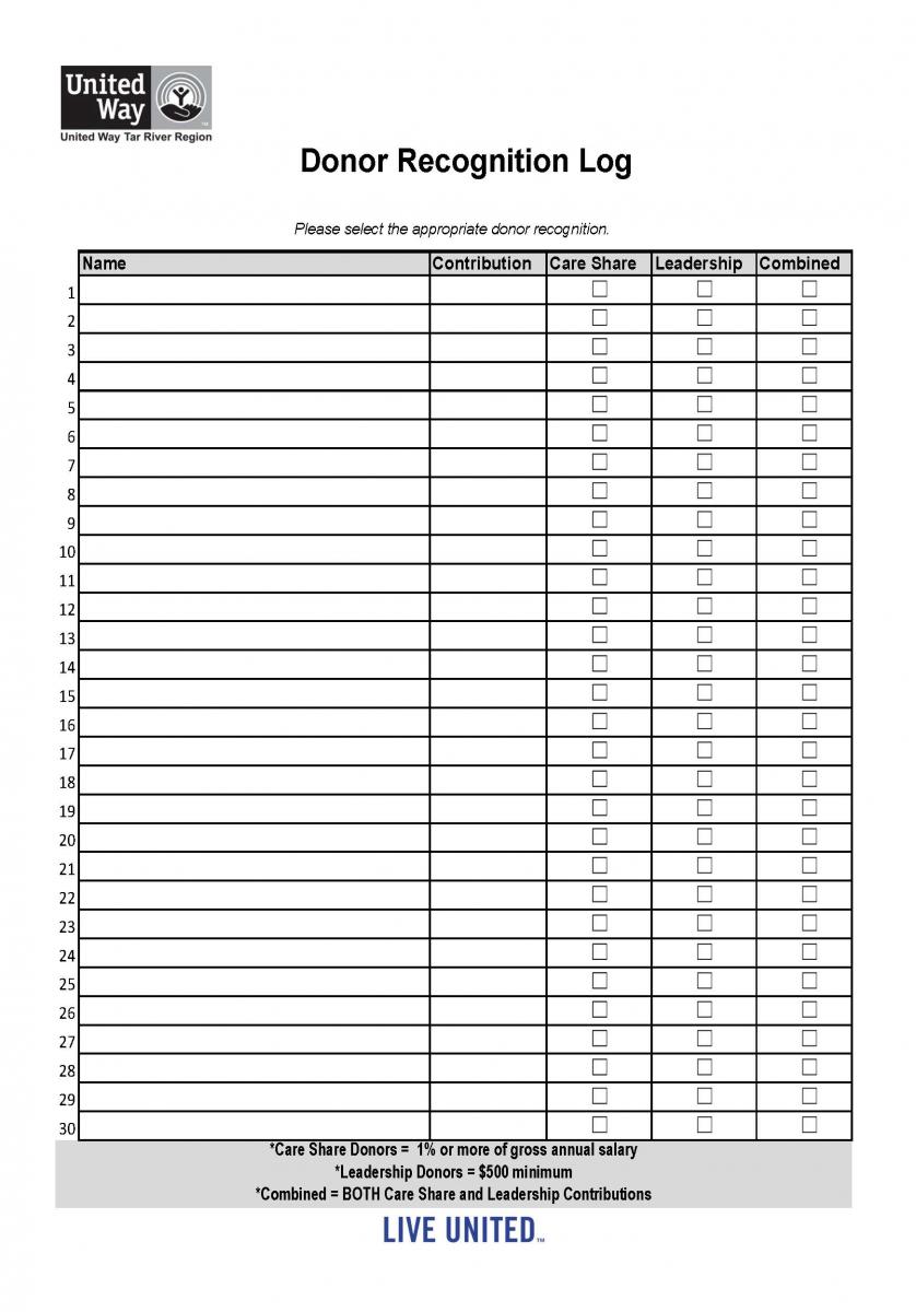 Click to download the Donor Recognition Log